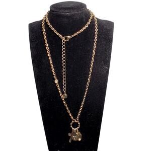 Cato C 1946 Serenity Prayer Necklace 34" Religion Spiritual Cross Rhinestone